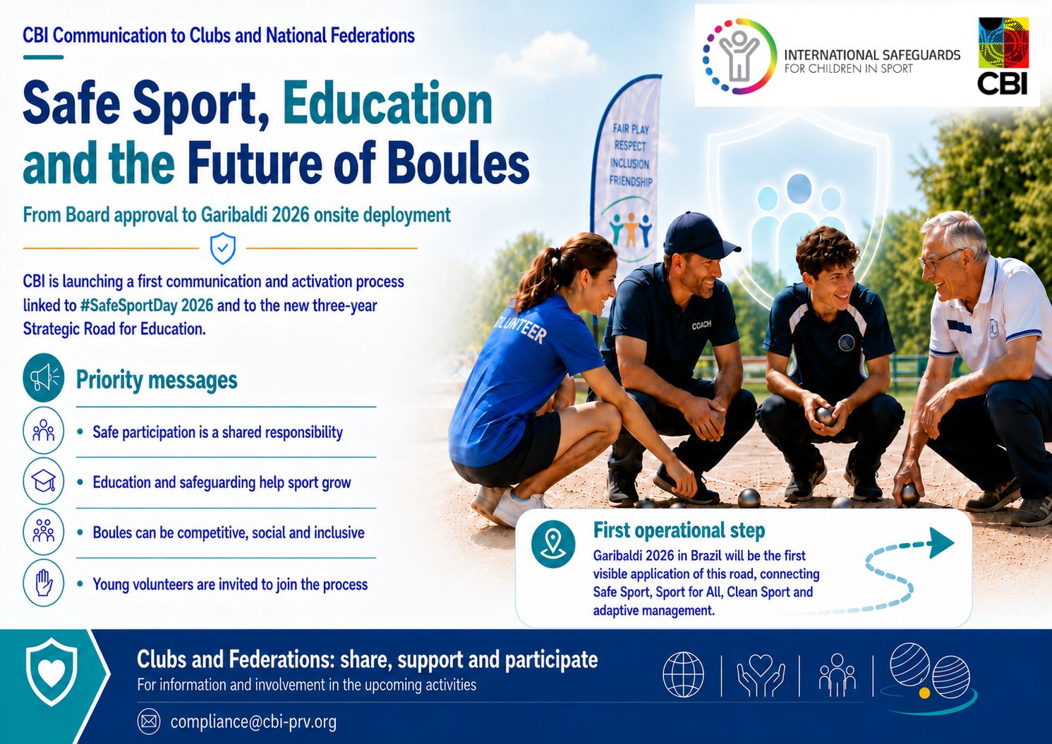 CBI lança iniciativa internacional para promover esporte seguro, educação e inclusão, com primeira aplicação no Brasil
